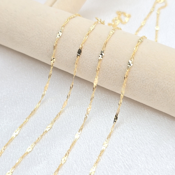 14k Gold Singapore Mirror Chain - 16" - Picture 8 of 8